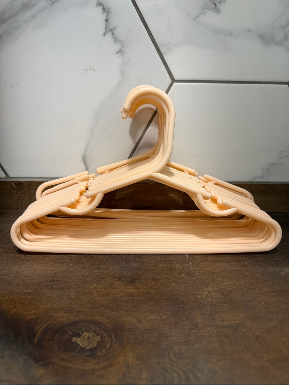 Kids Peach Plastic Clothing Hangers